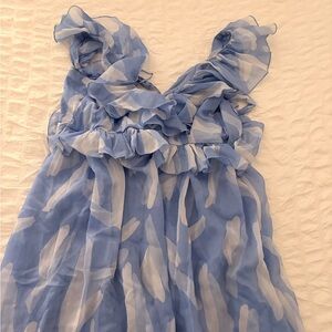 Abercrombie & Fitch Blue and White Ruffled Chiffon Wedding Dress